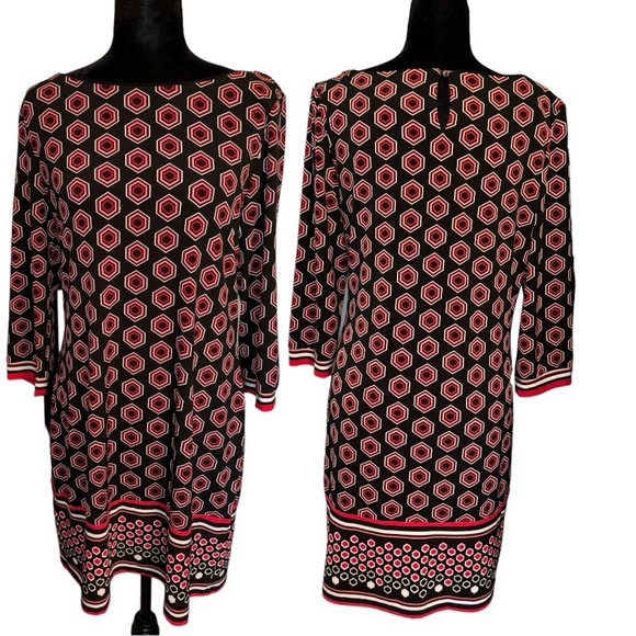 WHBM Patterned Dress w 3/4 Sleeves - Picture 3 of 10